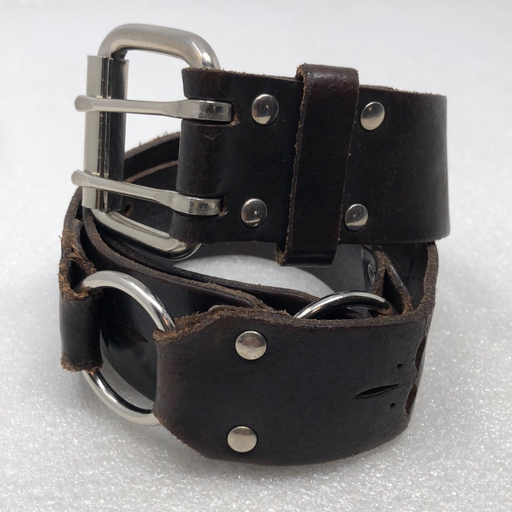 HIPWear Belt Brown Perferated Segmented Italian Leather Size Medium